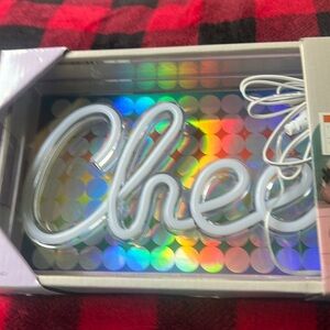 Brand New still in box Table top neon sign that says CHEERS in pink.